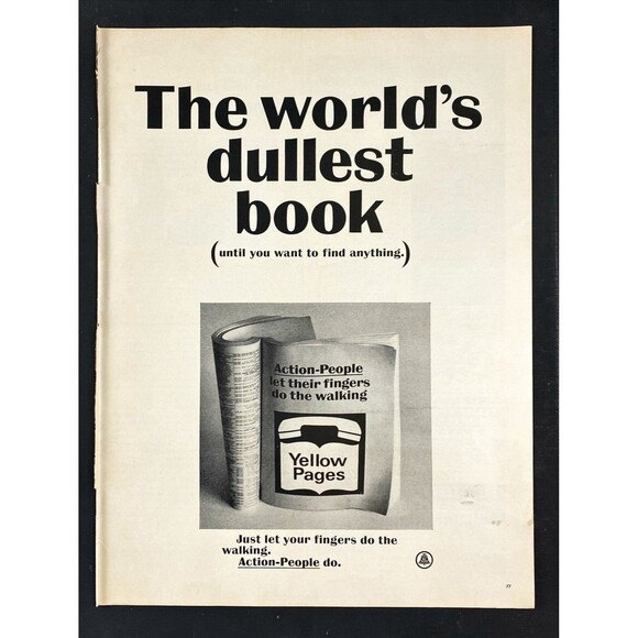 Yellow Pages "The Worlds Dullest Book" Vintage Print Ad 1966 - Picture 3 of 3